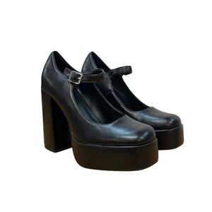 Soda Shoes Matte Black Platform Mary Janes